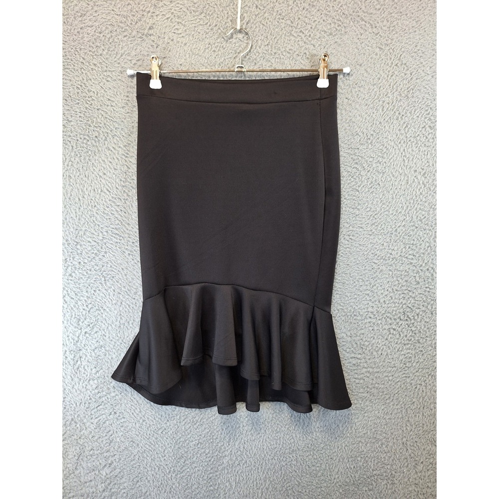 Sensational Collection Pencil Skirt Women Large Black Stretch Mermaid Ruffle Hem